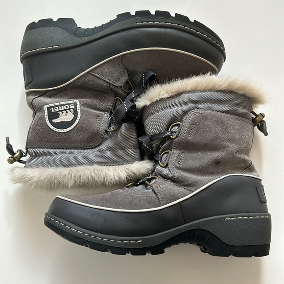 SOREL Trivoli lll Women’s Suede Waterproof Winter Boots in Quarry/Cloud Gray 6 - Picture 10 of 17